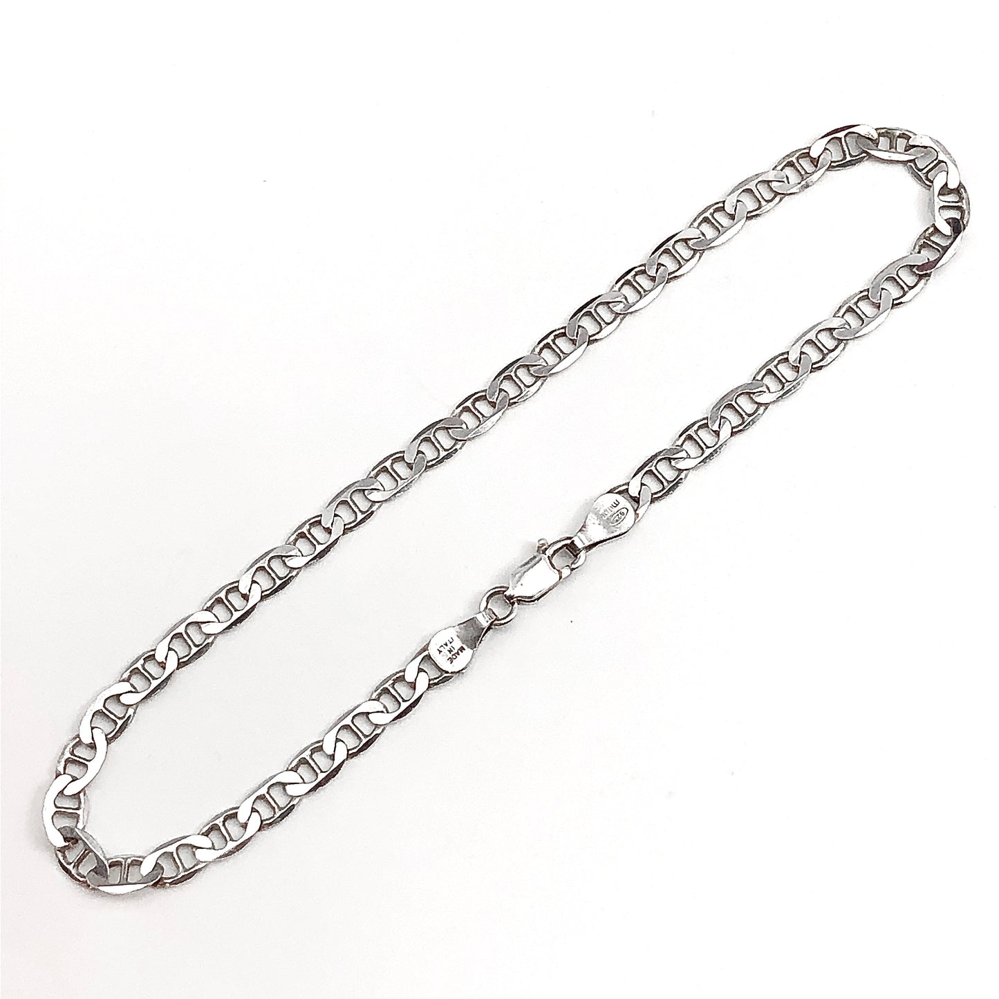 Chain Bracelet 10" Mans Womans 925 Sterling Silver Mariner Link Bracelet