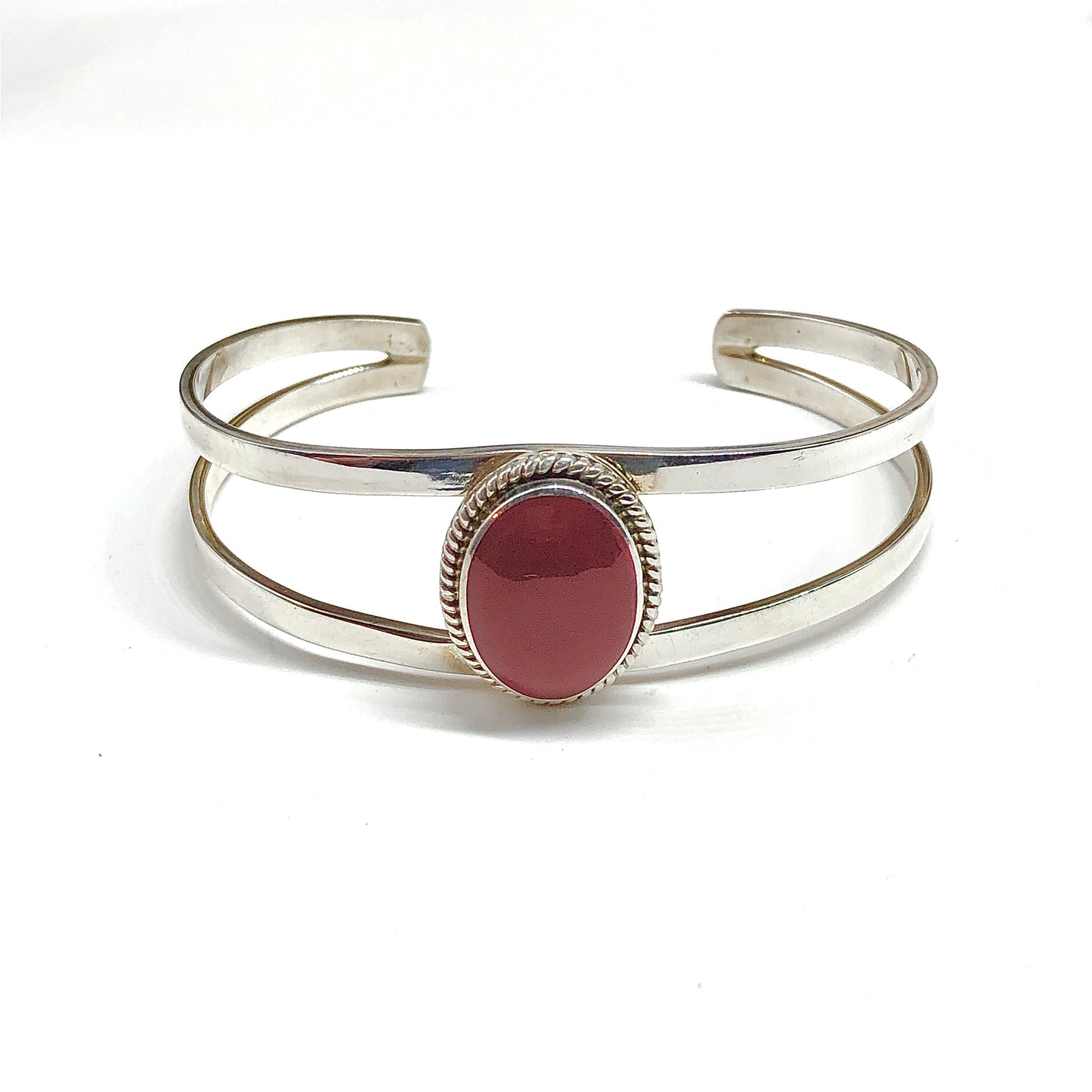 Red Roped 925 Sterling Silver Cuff Bracelet