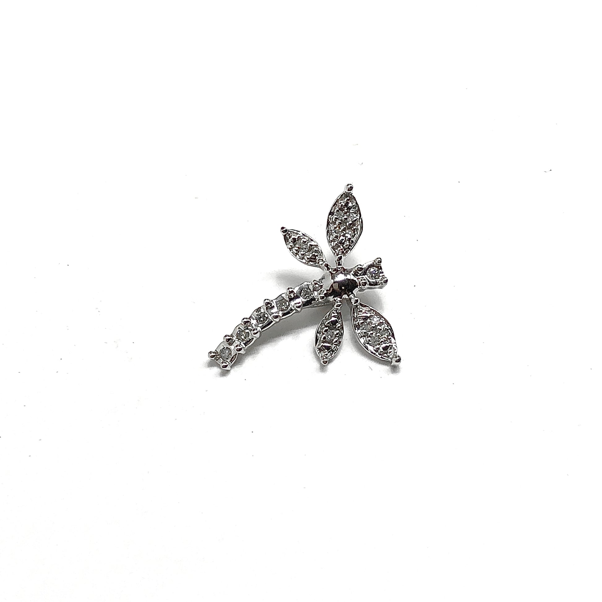 Diamond Dragonfly Pendant 10k White Gold