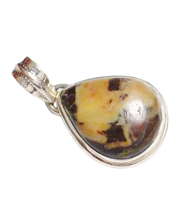 Sterling Silver Teardrop Design Brown Matrix Stone Pendant