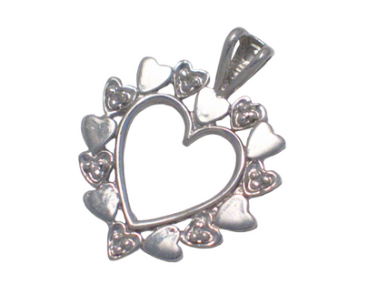 14k White Gold Mini Heart Design Diamond Pendant