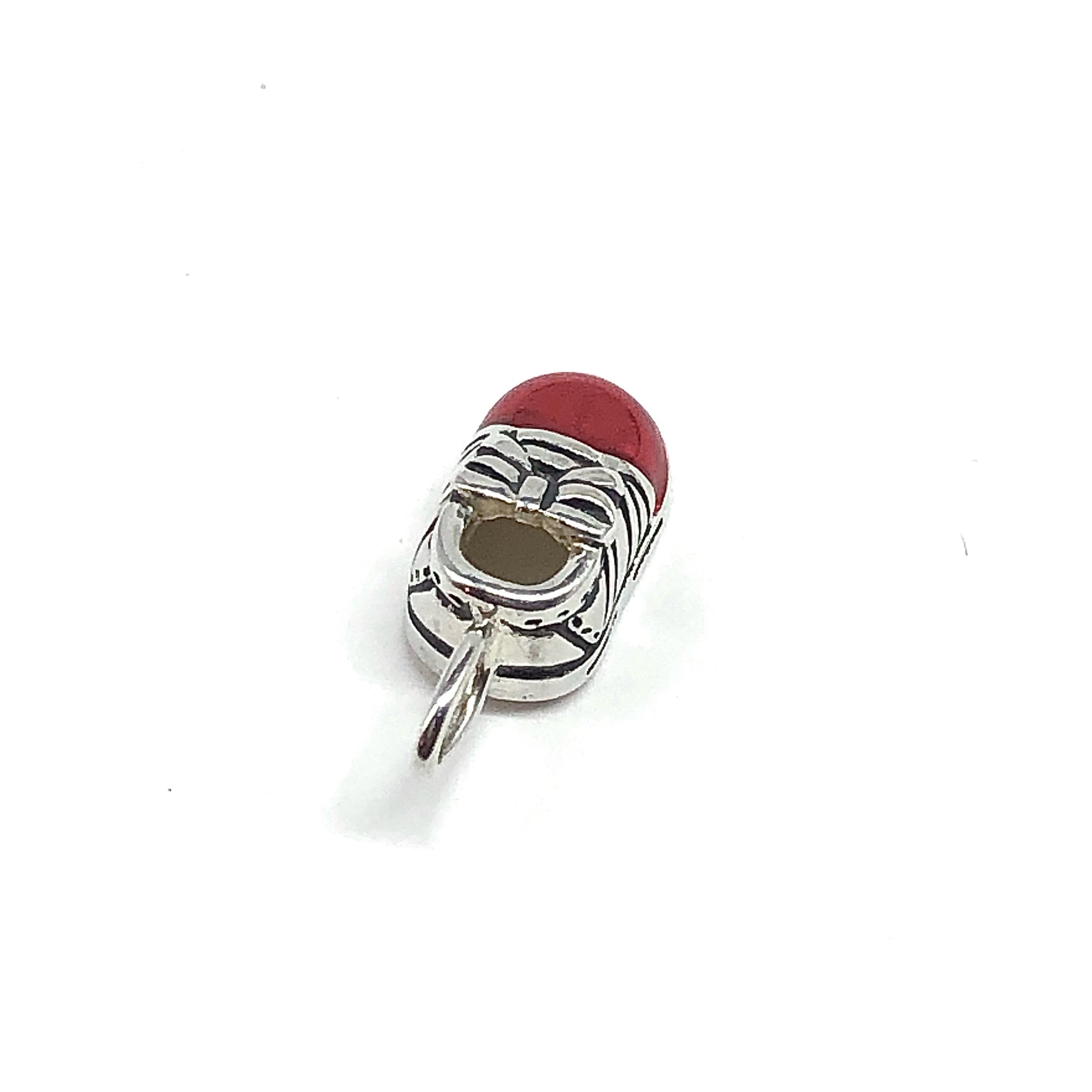 Jewelry Charm, Sterling Silver Shoe Glossy Red Sneaker Charm Pendant