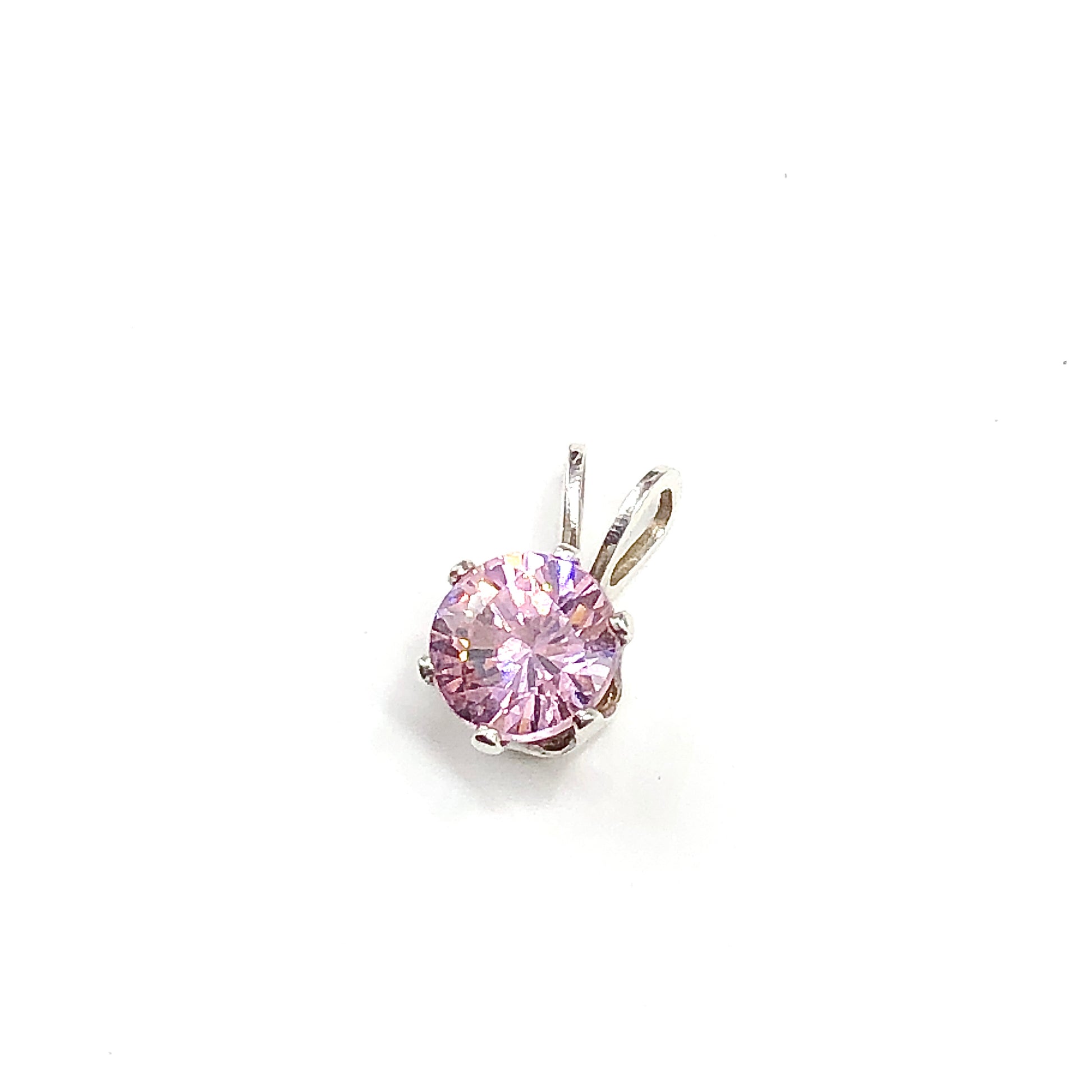 Vintage 90s Pink Stone Sterling Silver Pendant