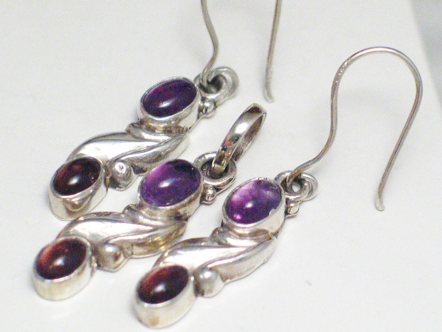 Affordable Earrings | Sterling Silver Amethyst Garnet Stone Earrings Pendant set
