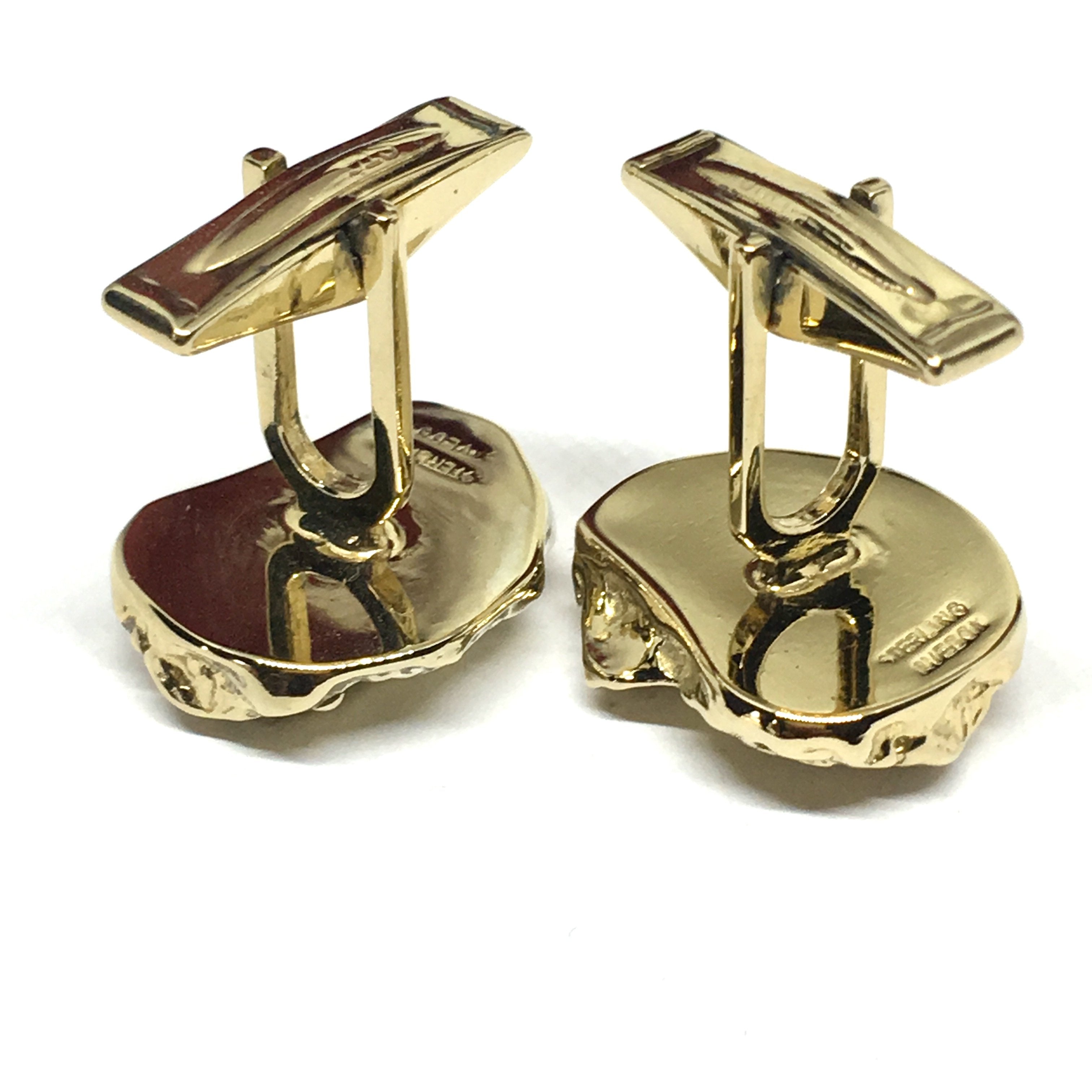 Nugget Design Rectangular Cufflinks Sterling cheapest Silver Gold Plated