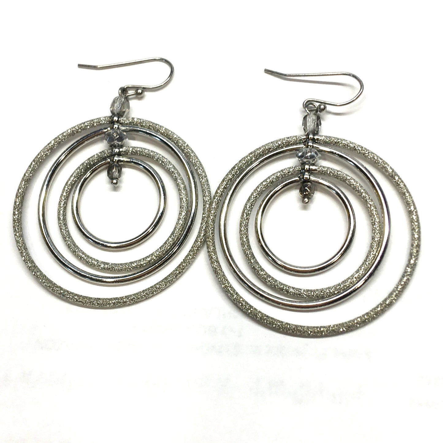 Orbiting Hoops | Sandblasted Multi Circle Silver Dangle Earrings | Costume Jewelry - Blingschlingers Jewelry