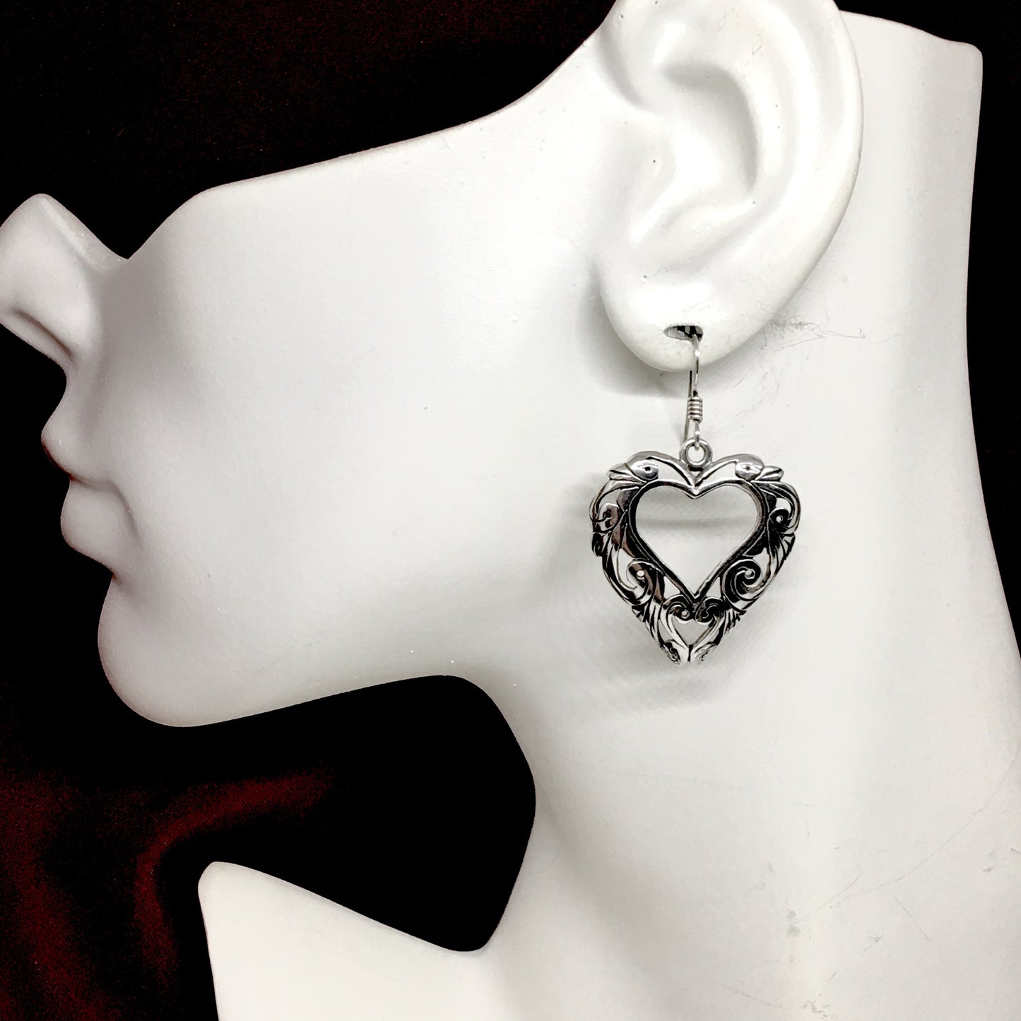 Earrings | Womens Stylish Sterling Silver Heart Cutout Design Dangle Earrings - Blingschlingers  USA