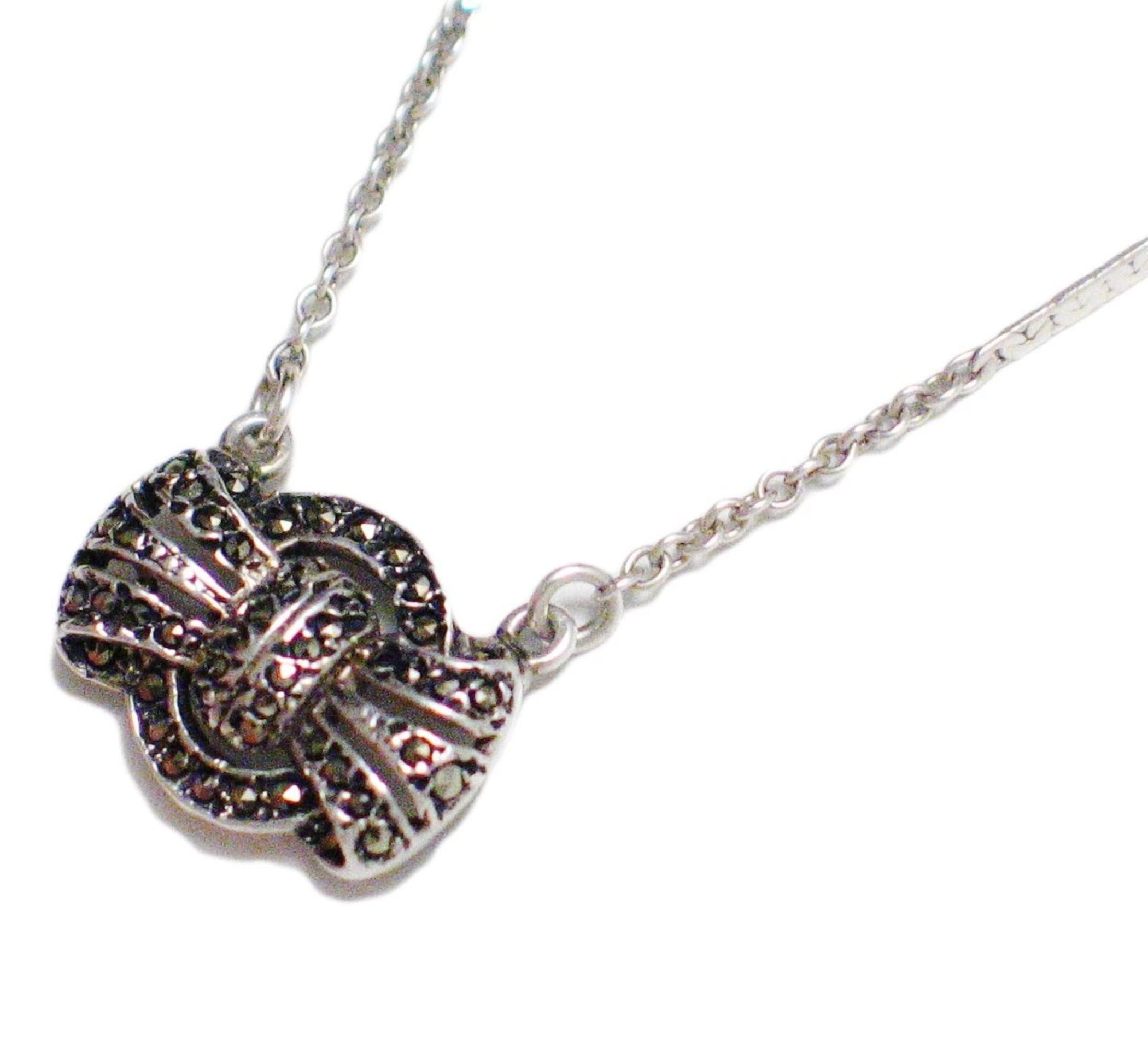 Fashion Sterling Silver and Marcasite Lariat Necklace