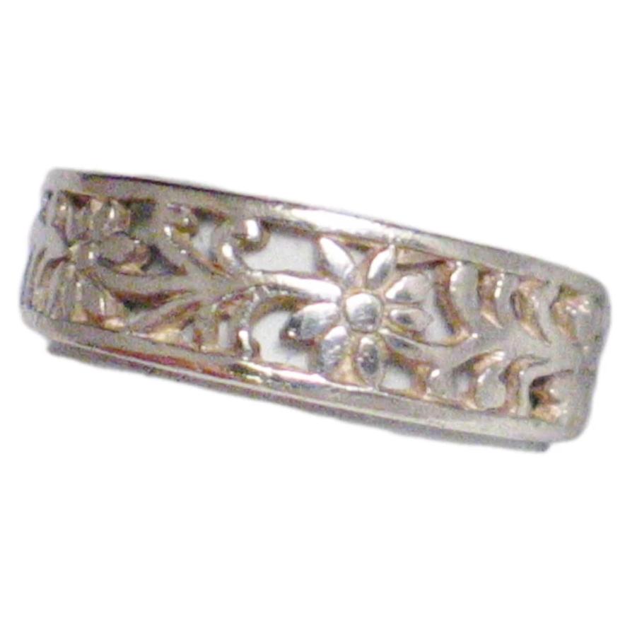 Womenswear Ring | Vintage Sterling Silver Daisy Flower Band 5.25 | Estate Jewelry website online