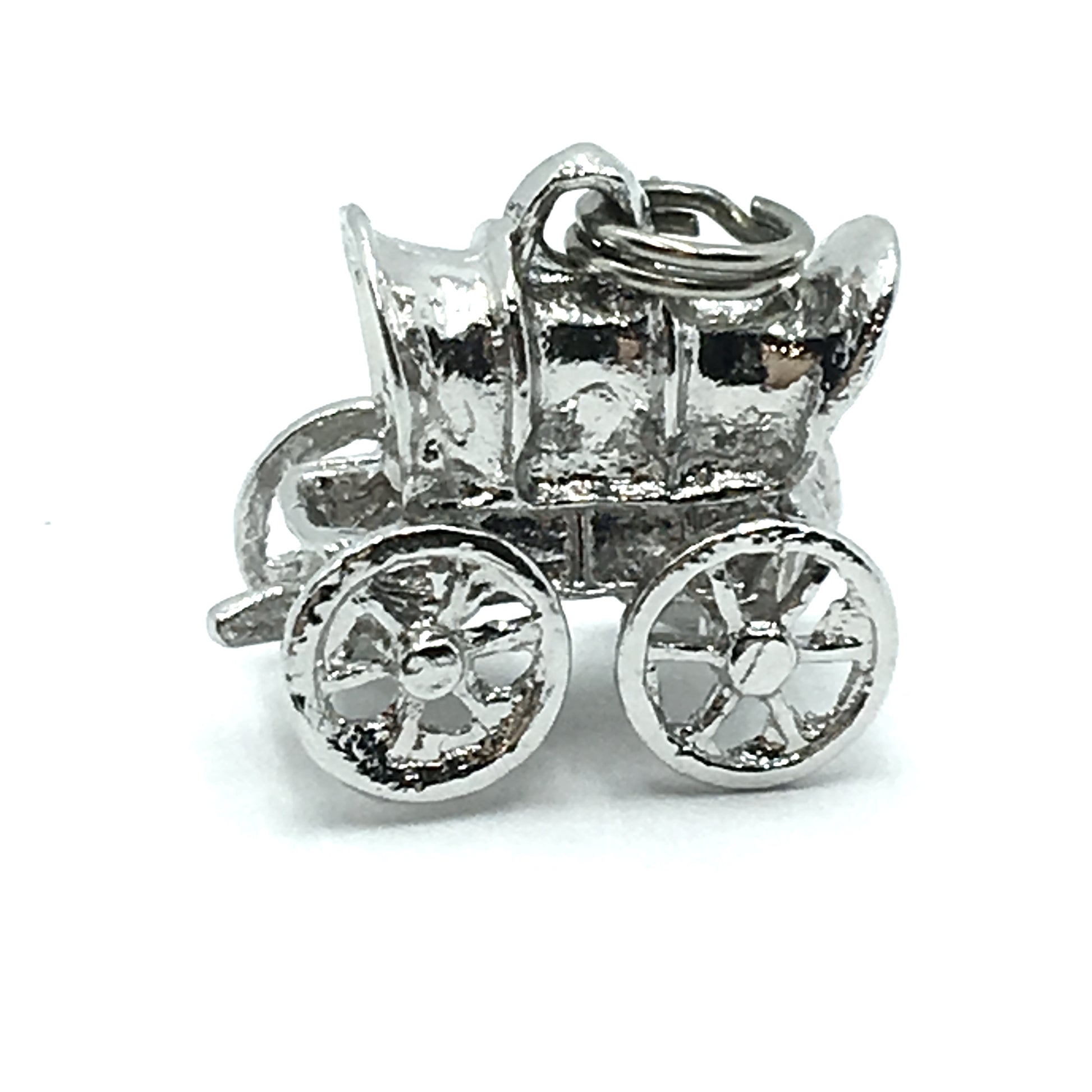 Jewelry used | Sterling Silver Western Style Covered Wagon 3D Charm Pendant