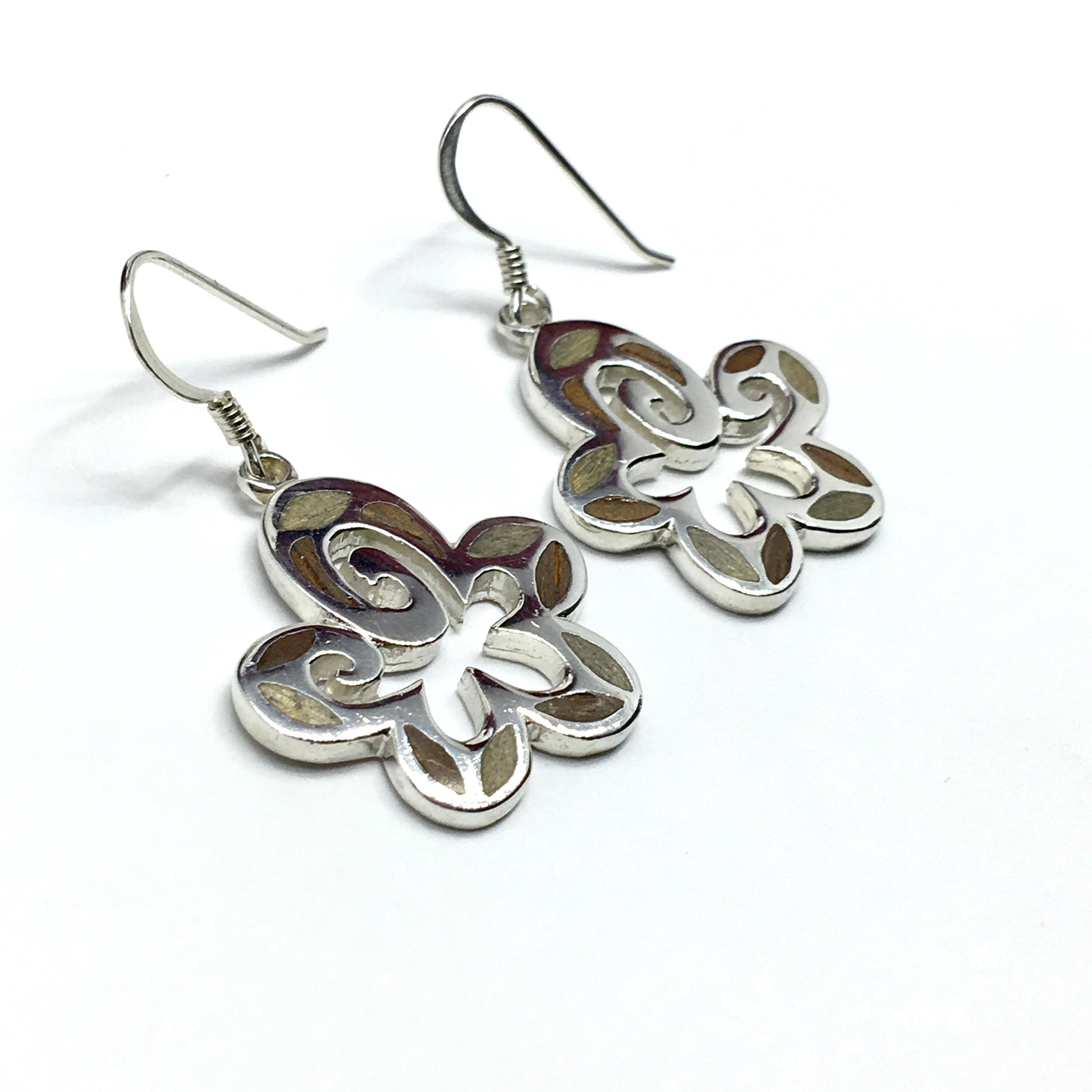 Jewelry -Womens Sterling Silver Organic Flow Cut-out Flower Design Dangle Earrings