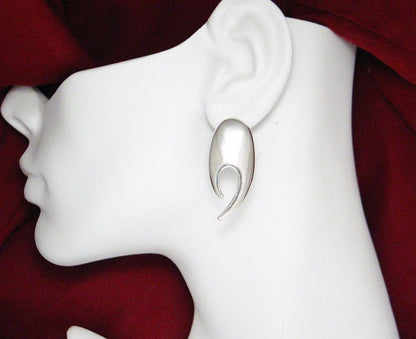 Sterling Silver Earrings, Womens Modernist Bold Edgy Style Long Drop Statement Earrings