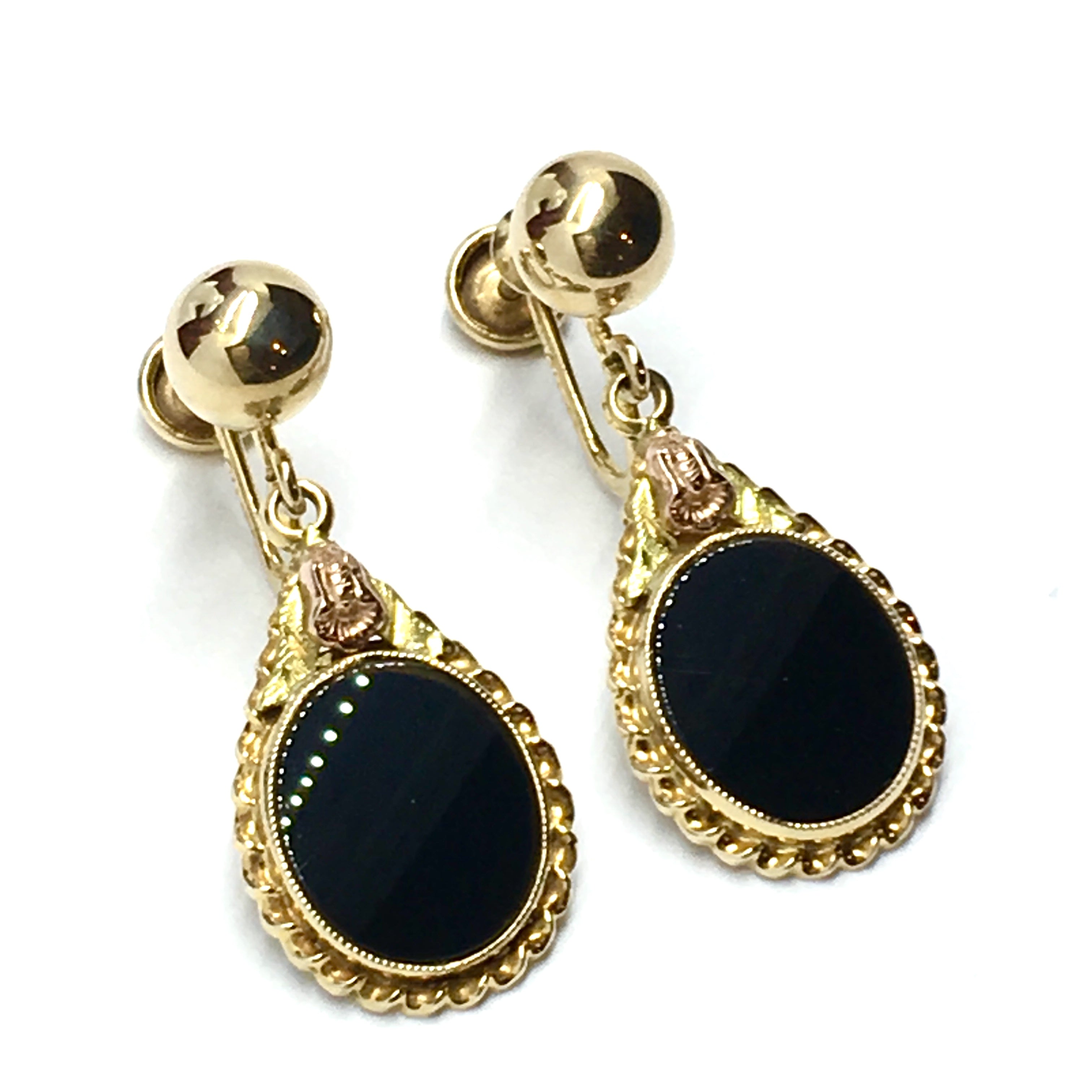 Black onyx, fancy sapphire and round brilliant cut diamond earrings in 18k  white gold. | AHEE Jewelers