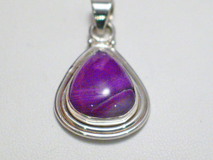 Stone Pendant, Sterling Silver Purple Matrixed Agate Teardrop Pendant