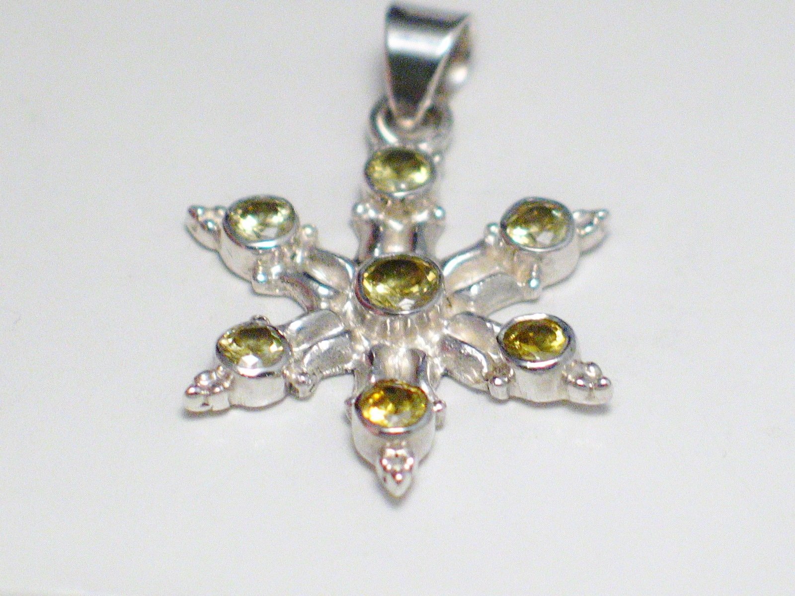 Sterling Silver Pendant, Radiant Starburst Design Canary Yellow Cz Stone Pendant