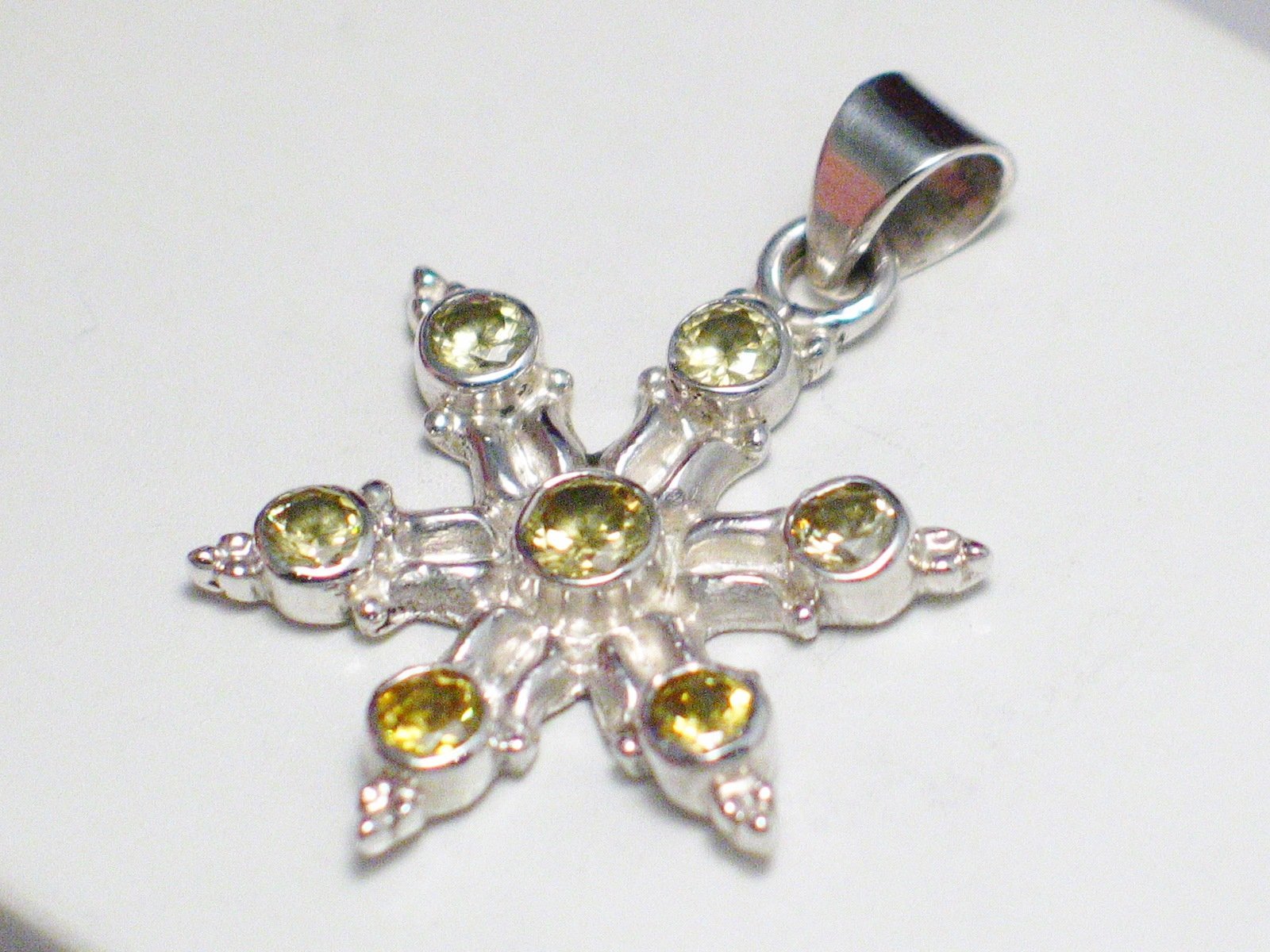 Sterling Silver Pendant, Radiant Starburst Design Canary Yellow Cz Stone Pendant