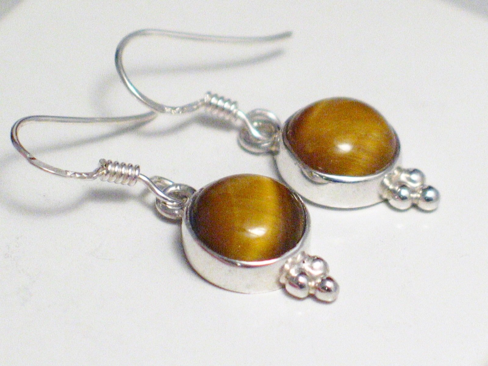 Dangle Earrings, Sterling Silver Tigers Eye Stone Petite Drop Earrings -  Blingschlingers Jewelry