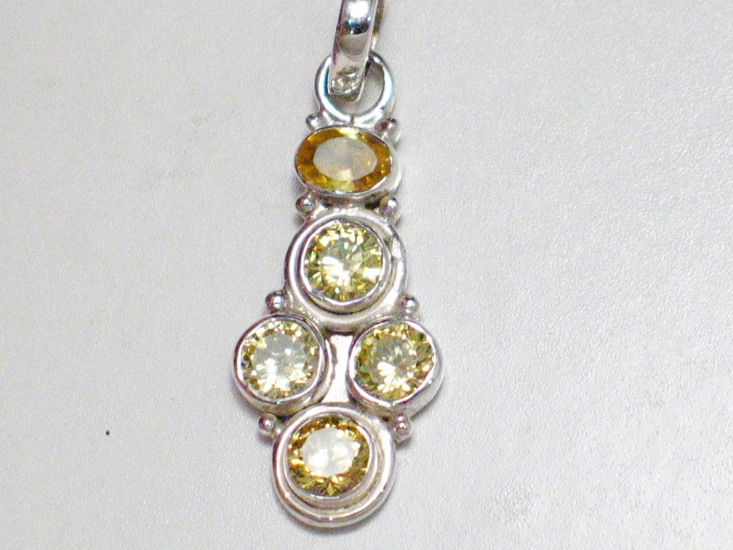 Stone Pendant, Sterling Silver Mixed Canary Yellow Cz Cluster Pendant