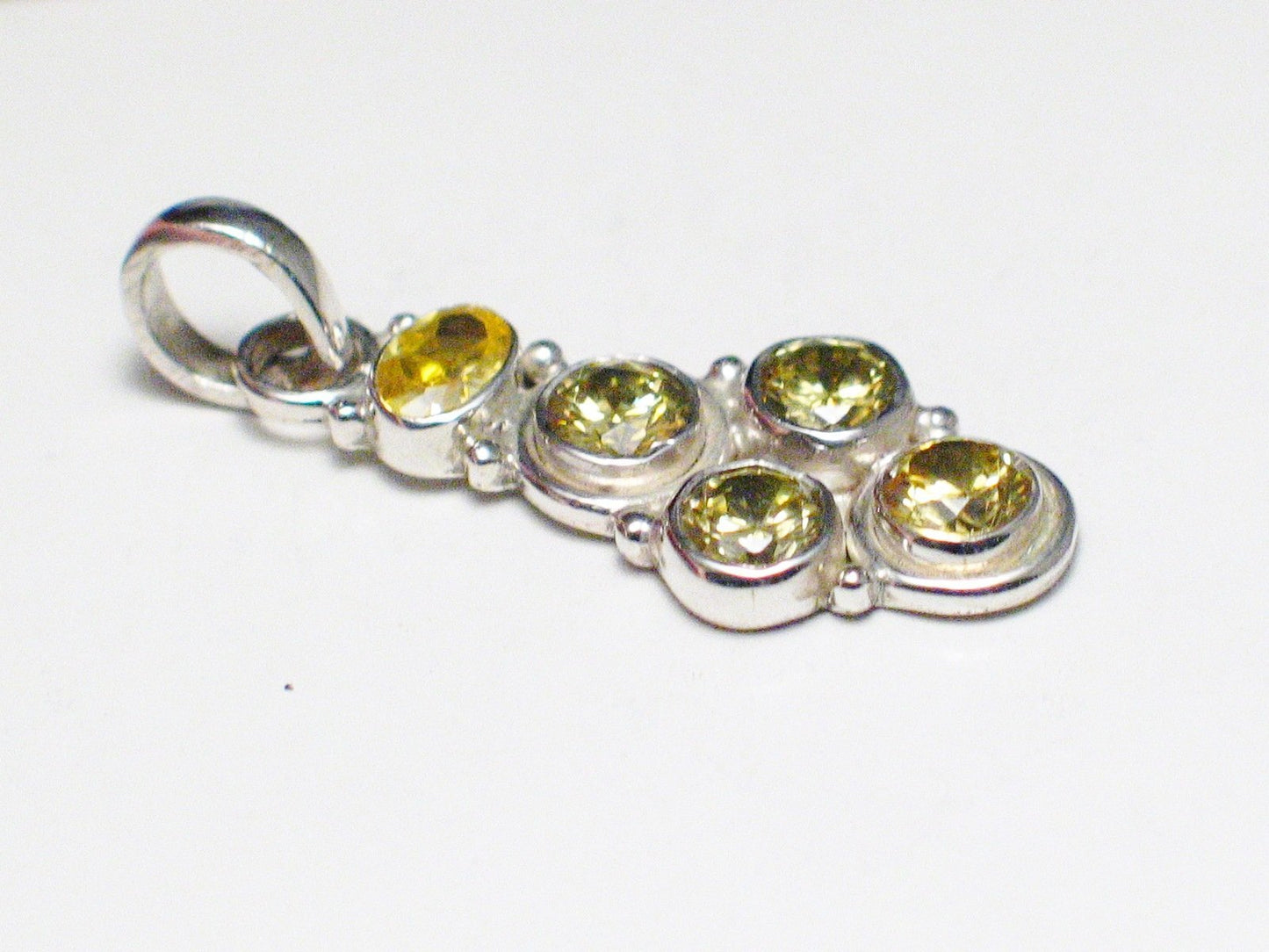 Stone Pendant, Sterling Silver Mixed Canary Yellow Cz Cluster Pendant