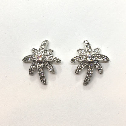 Earrings - Attractive Starburst Design Sterling Silver Earrings 