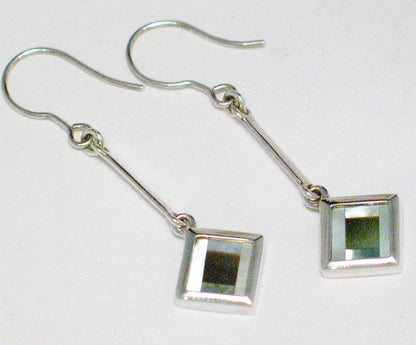 Dangle Earrings, Sterling Silver Bar & Drop Design Light Mocha Pearl Earrings