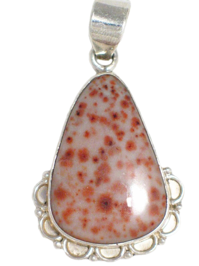 Unique Sterling Silver Orange Speckled Jasper Stone Pendant