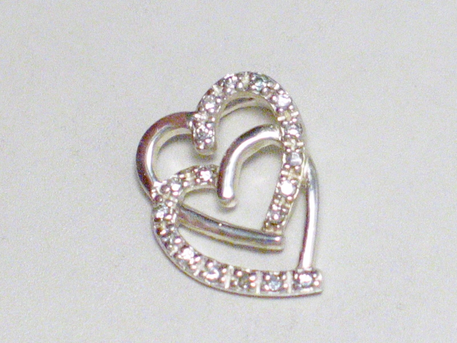 Sterling Silver Pendant, White Cubic Zirconia Double Heart Pendant