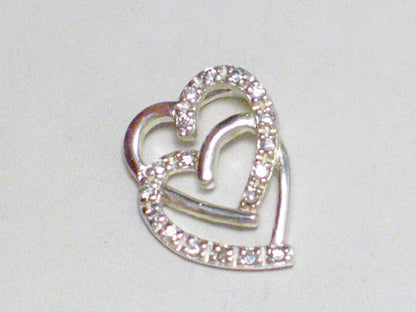 Sterling Silver Pendant, White Cubic Zirconia Double Heart Pendant