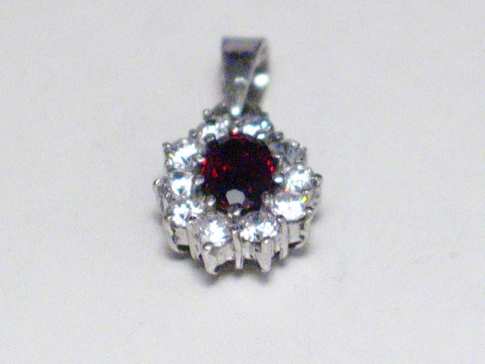 Sterling Silver Pendant, Shimmery Petite Garnet Red Cz Stone Pendant