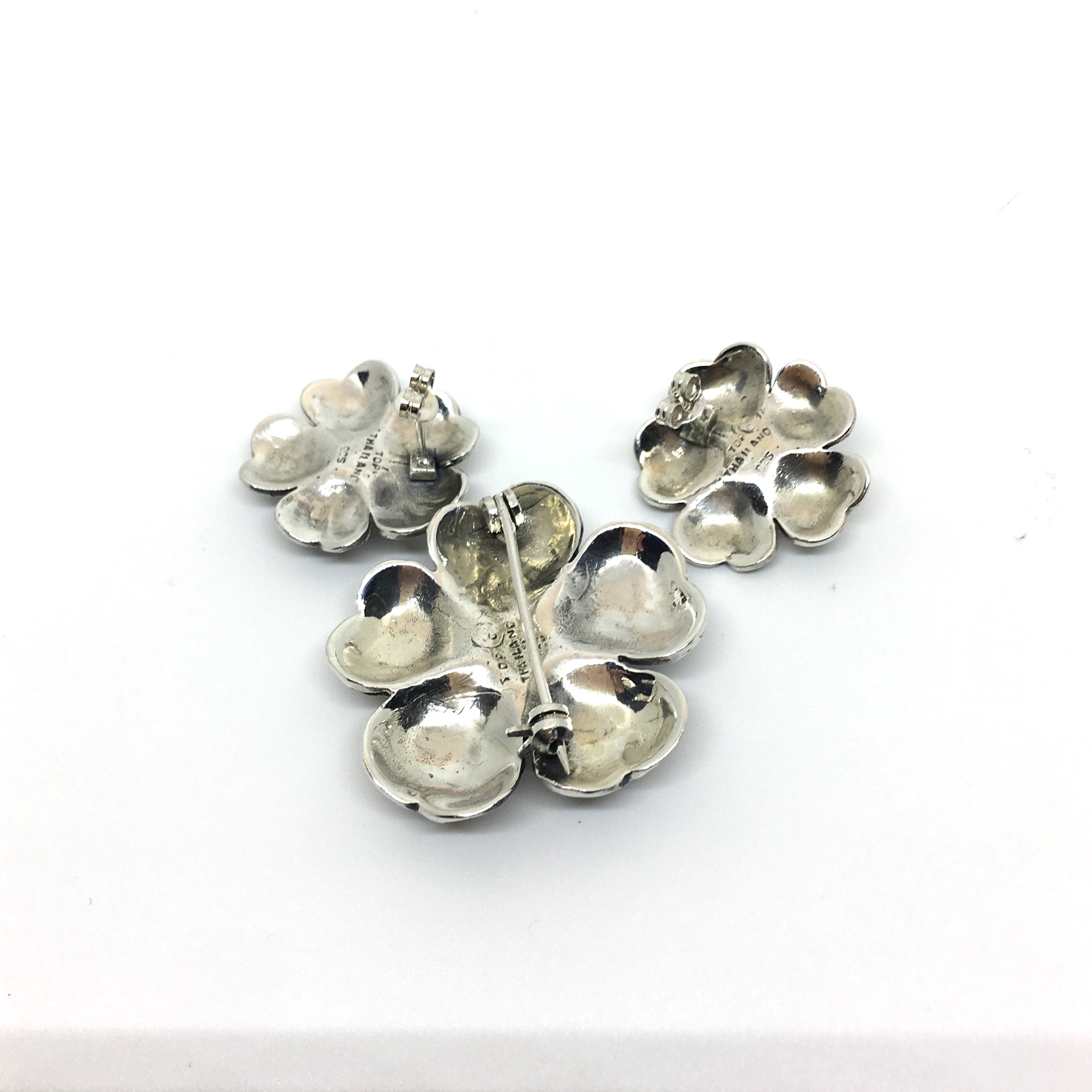 Stunning Sterling Silver factory Garnet Flower Brooch