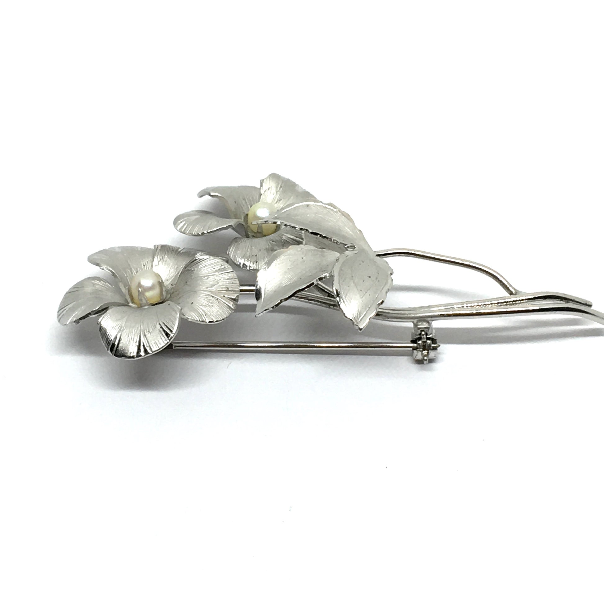 Blingschlingers Jewelry USA Brooches & Lapel Pins | Enchanting Vintage Sterling Silver Dandelion Design Pearl Brooch