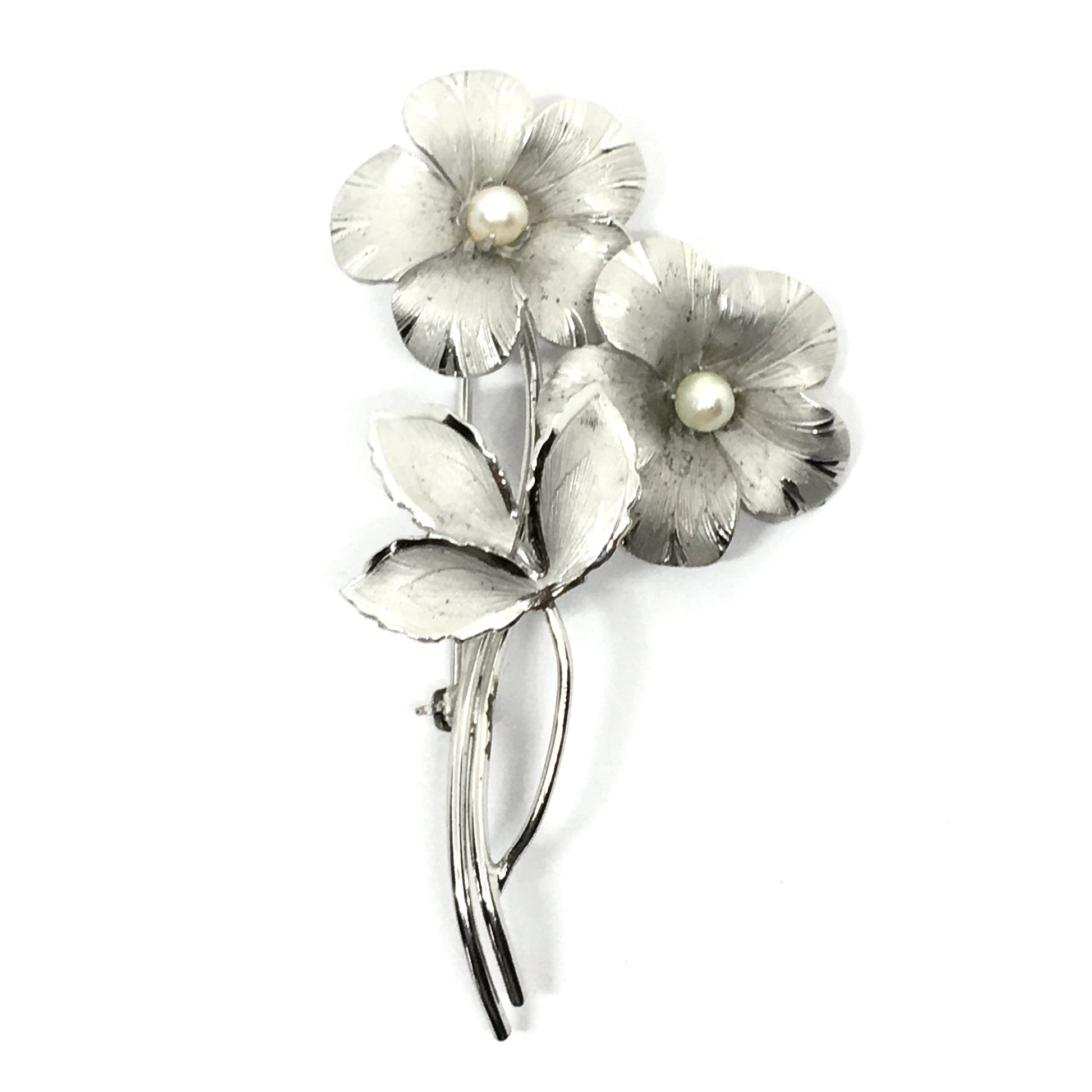 Blingschlingers Jewelry USA Brooches & Lapel Pins | Enchanting Vintage Sterling Silver Dandelion Design Pearl Brooch