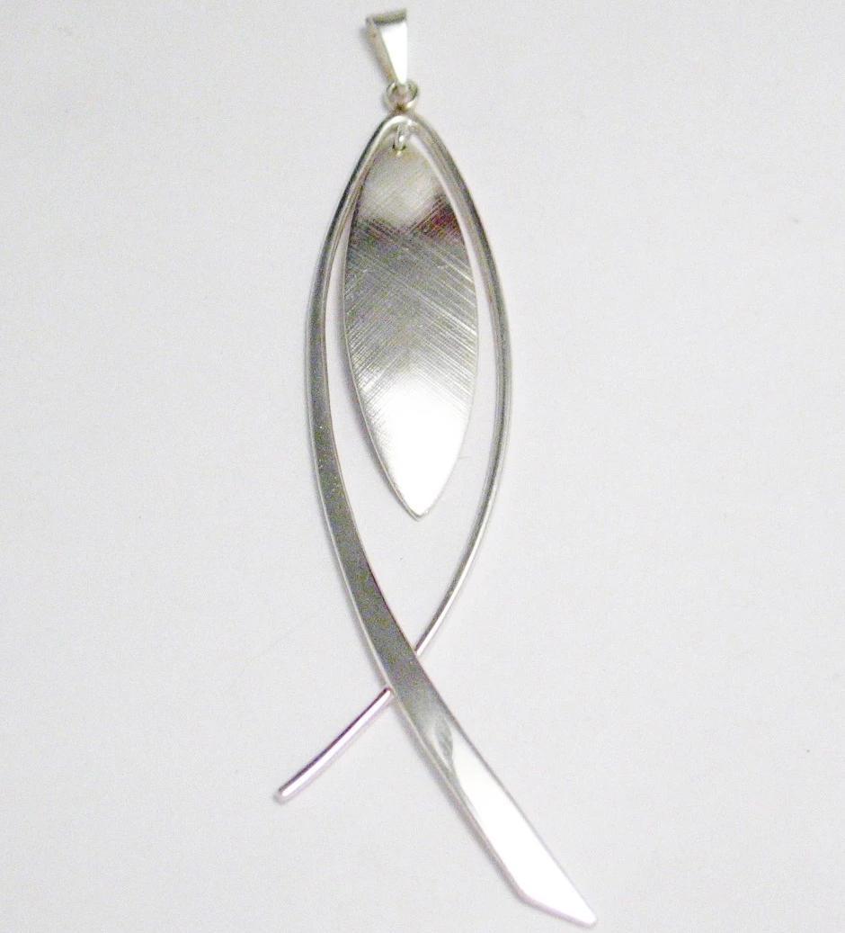 Silver Pendants | Womens Sterling 3.5in Modernist Style Pendant | Estate Jewelry online