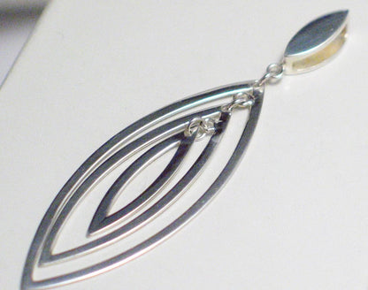 Sterling Silver Pendant, Womens Modernist Style Graduating Marquise Design Pendant