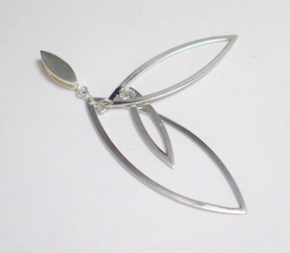 Sterling Silver Pendant, Womens Modernist Style Graduating Marquise Design Pendant