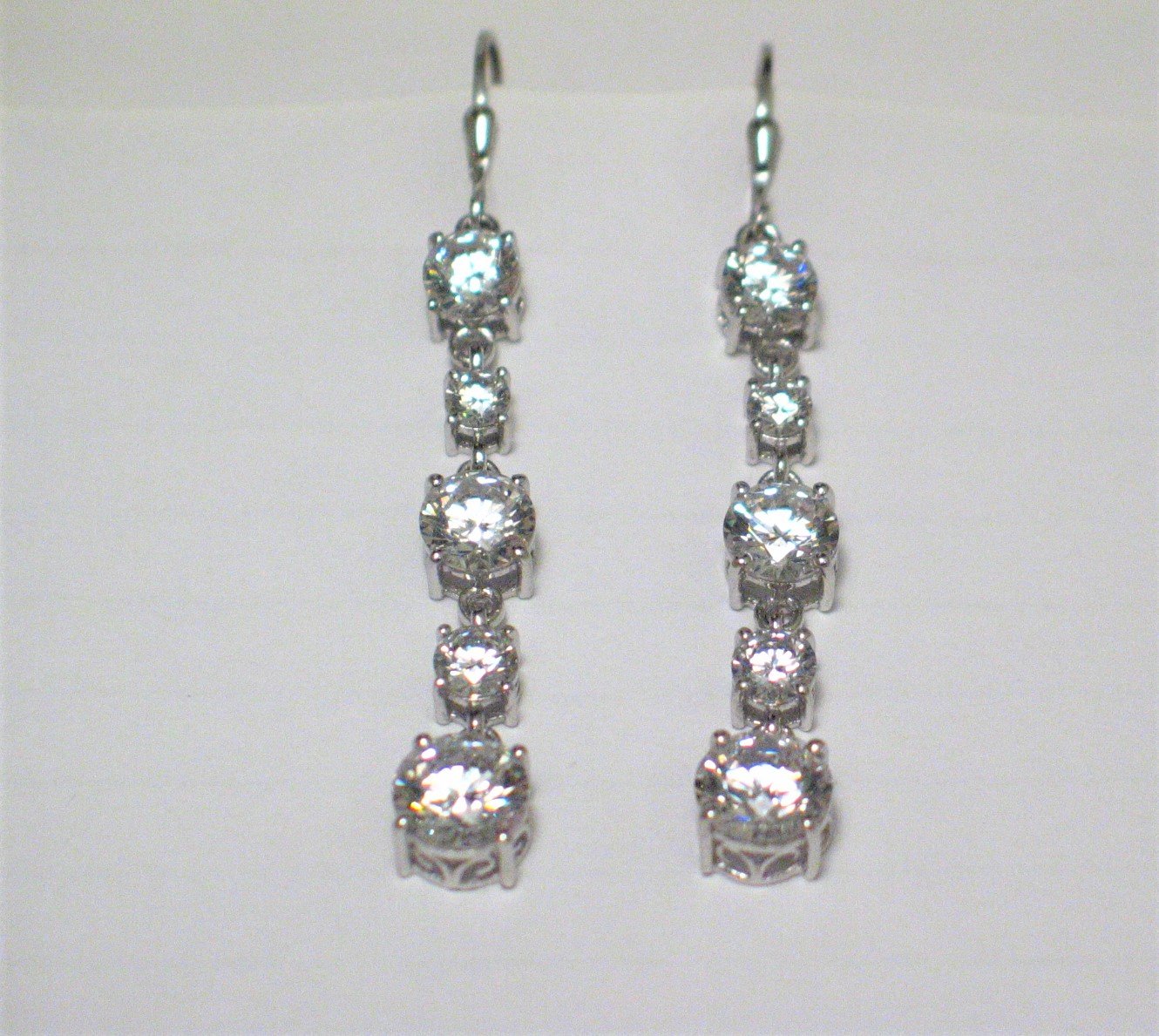 Jewelry Earrings | Womens Ultimate Shimmer Sterling Silver Long Cz Dangle Earrings