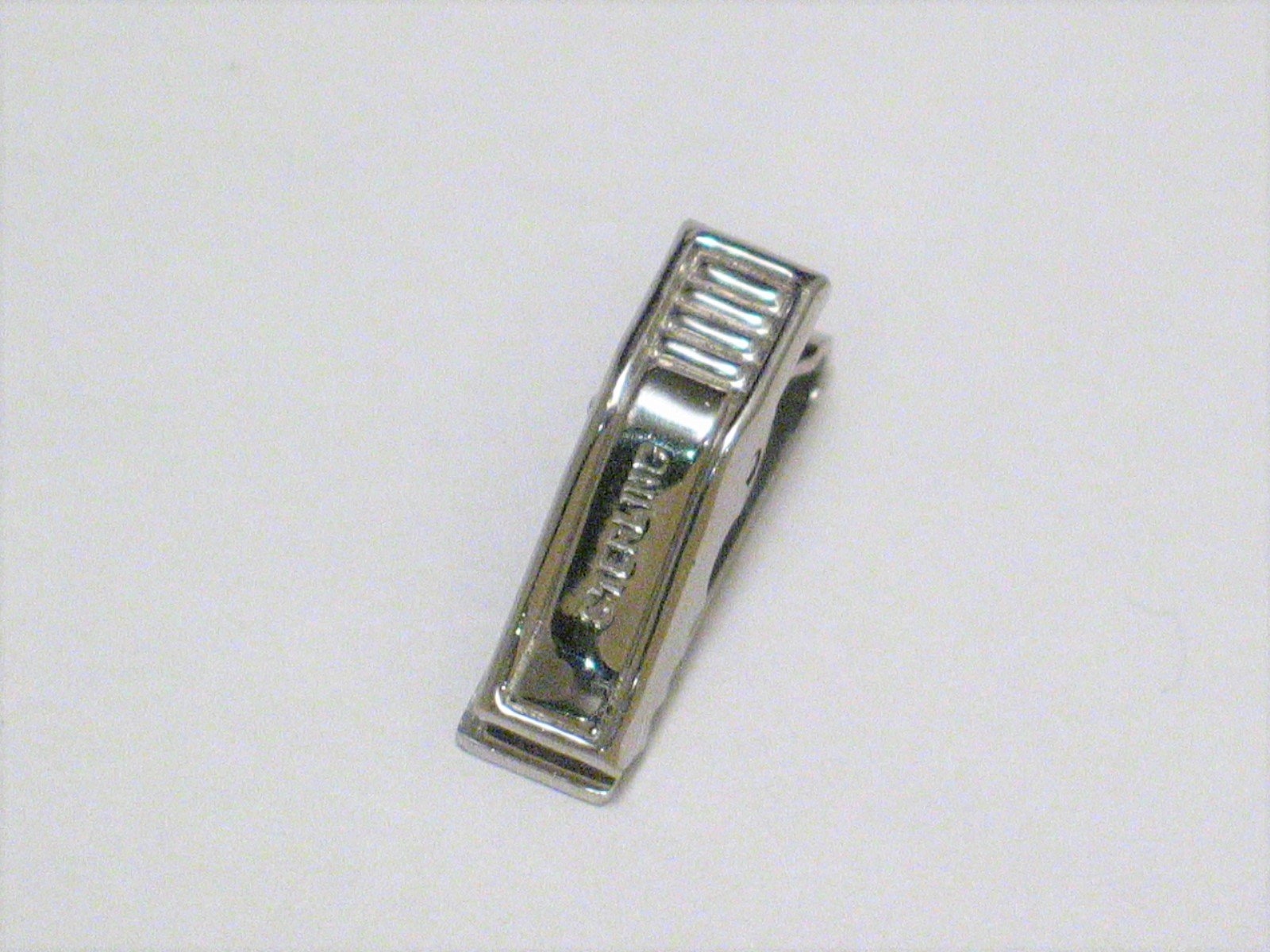 Vintage Sterling Silver Diamond Cut Satin Finish Short Style Tie Clip