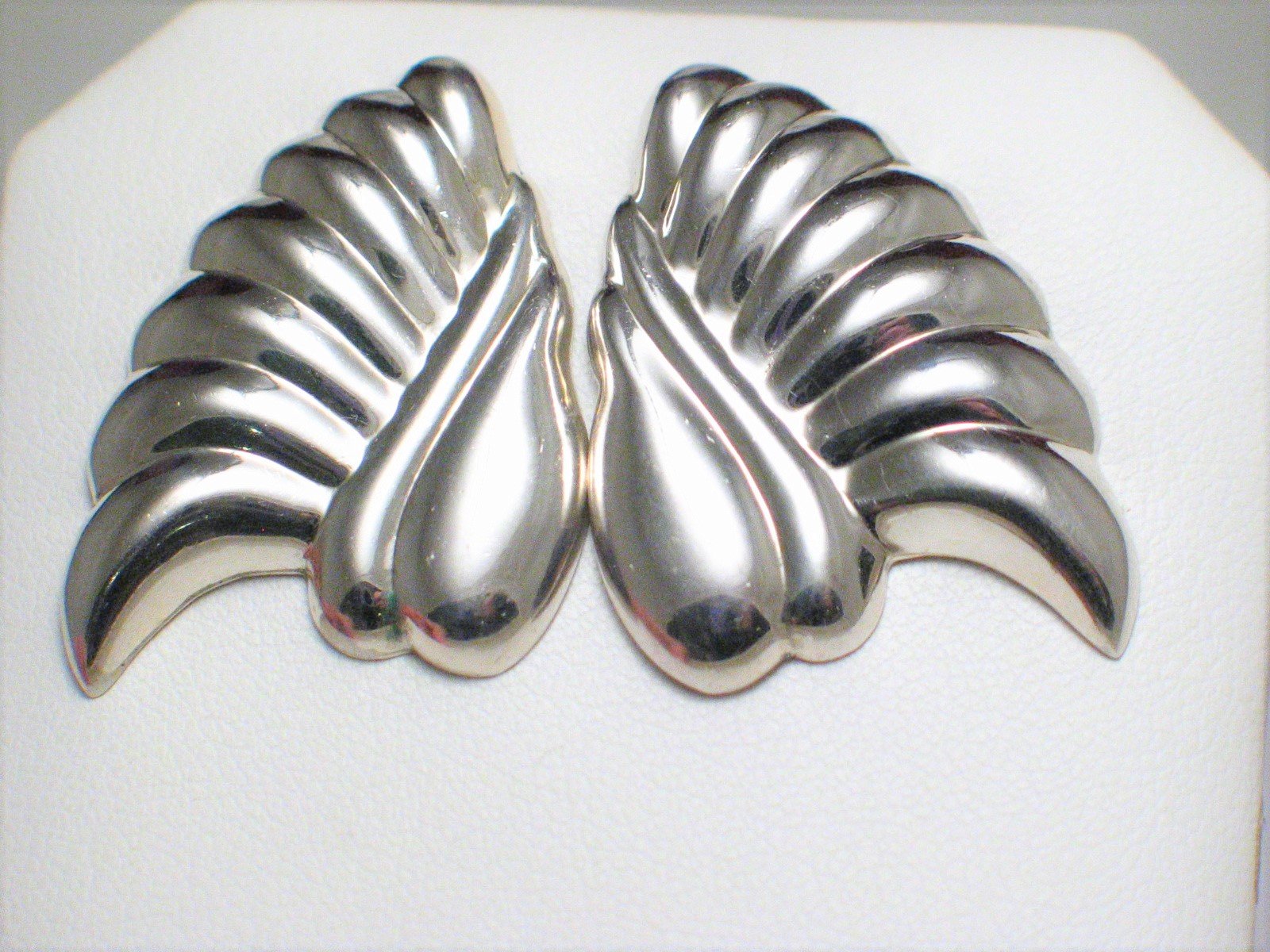 Big Stud Earrings, Vintage 1980s Edgy Winged Style Sterling Silver Drop Earrings - Blingschlingers