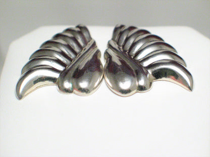 Earrings | Womens 80s Vintage Sterling Silver Bold Flared Earrings