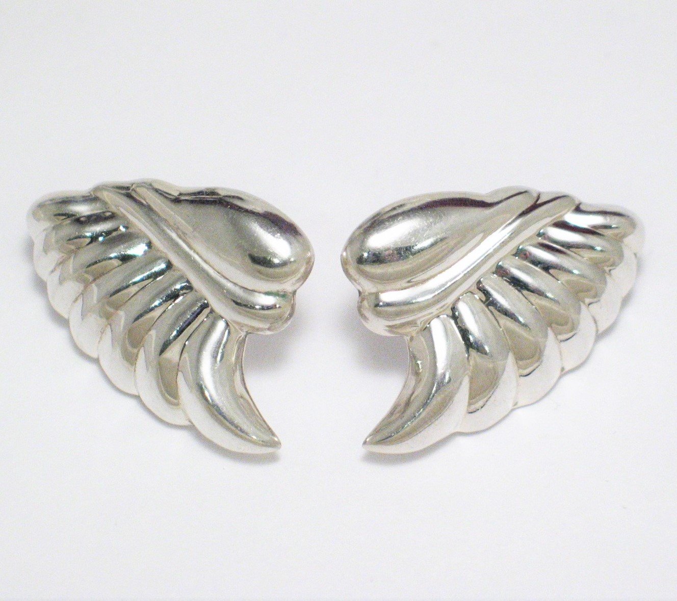 Earrings | Womens 80s Vintage Sterling Silver Bold Flared Earrings- Blingschlingers Jewelry