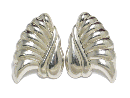 Big Stud Earrings, Vintage 1980s Edgy Winged Style Sterling Silver Drop Earrings