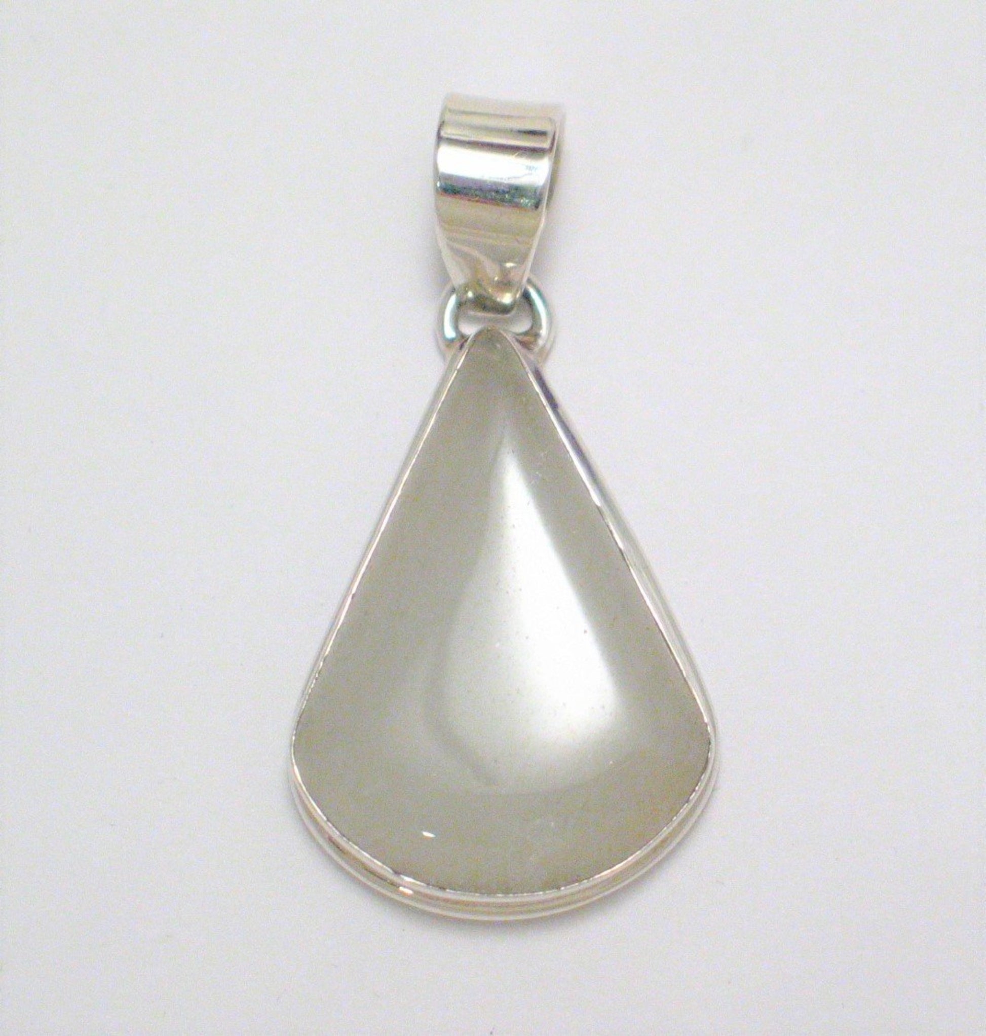 Sterling Silver Pendant, Unique Slushy Snow Mix Aventurine Stone Teardrop Pendant - Blingschlingers Jewelry