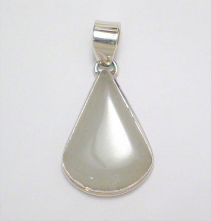 Sterling Silver Pendant, Unique Slushy Snow Mix Aventurine Stone Teardrop Pendant - Blingschlingers Jewelry