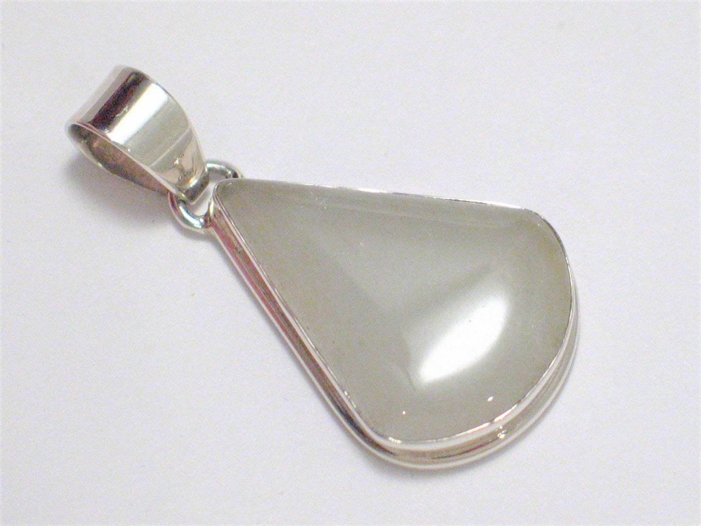 Sterling Silver Pendant, Unique Slushy Snow Mix Aventurine Stone Teardrop Pendant - Blingschlingers Jewelry