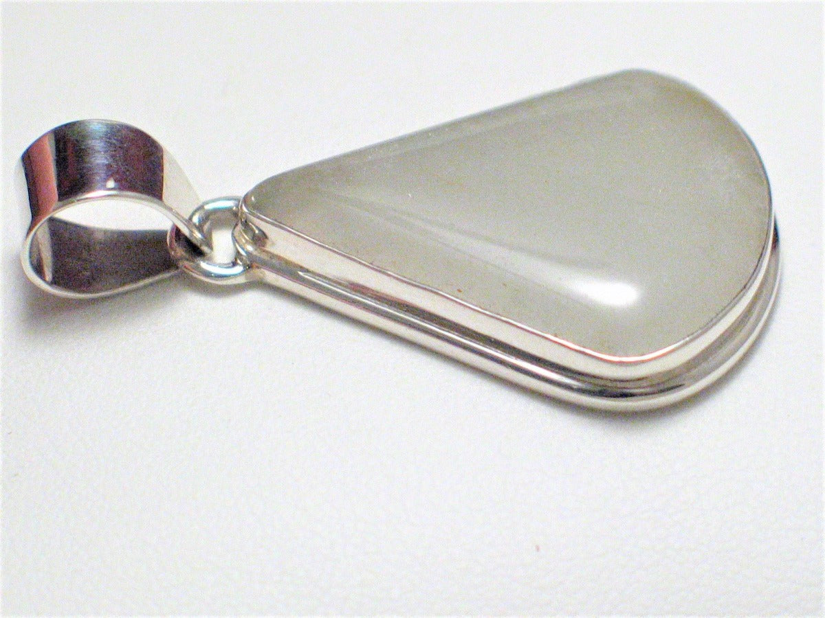 Sterling Silver Pendant, Unique Slushy Snow Mix Aventurine Stone Teardrop Pendant