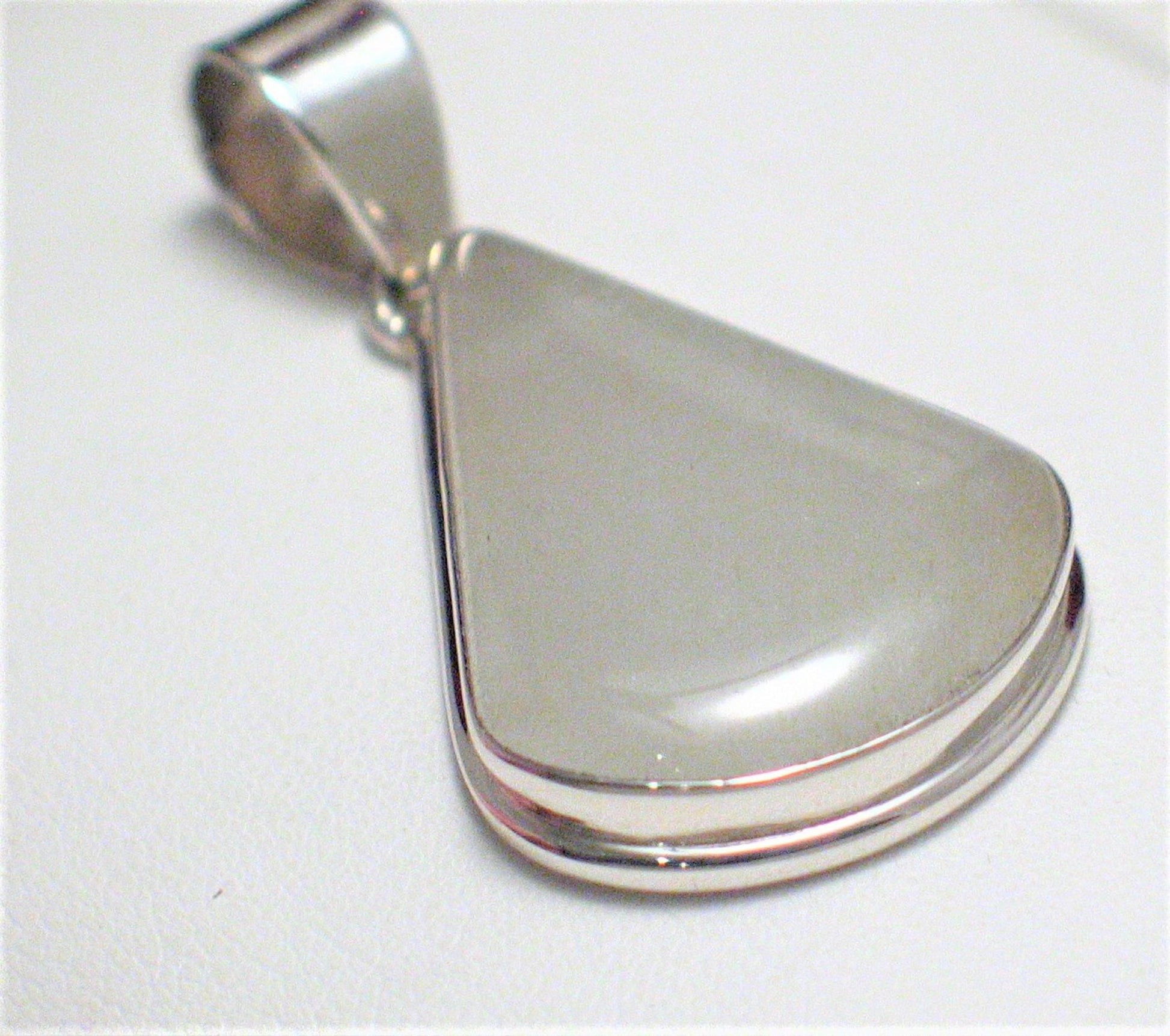 Sterling Silver Pendant, Unique Slushy Snow Mix Aventurine Stone Teardrop Pendant