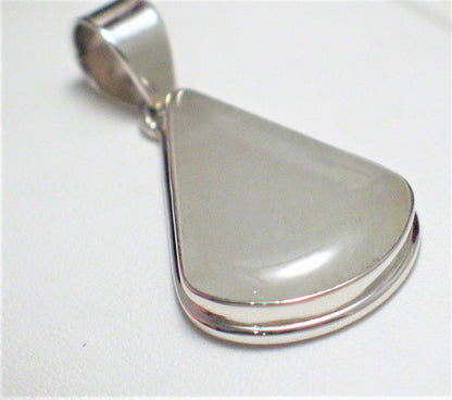 Sterling Silver Pendant, Unique Slushy Snow Mix Aventurine Stone Teardrop Pendant