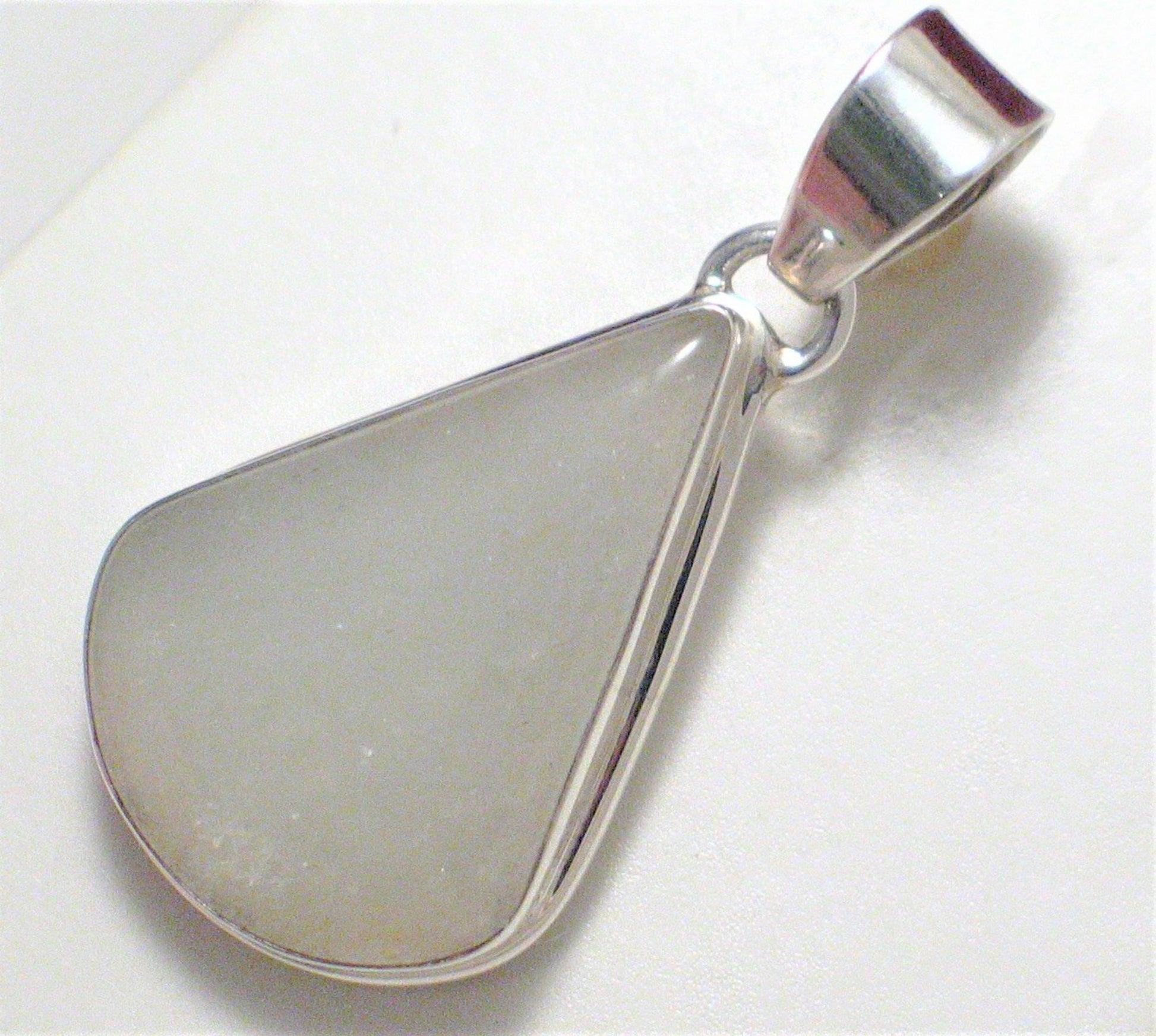 Sterling Silver Pendant, Unique Slushy Snow Mix Aventurine Stone Teardrop Pendant