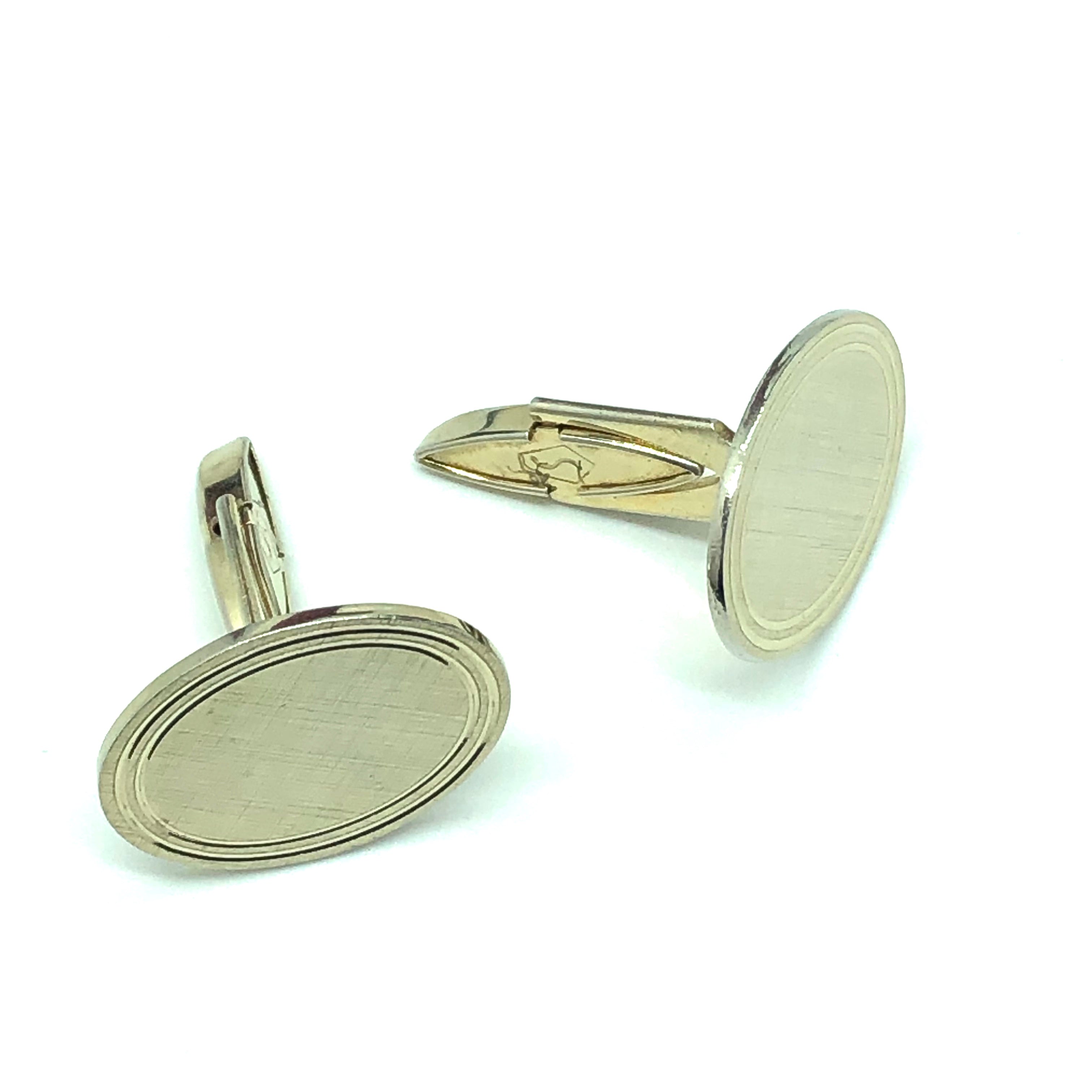 Vintage Sterling Silver Textured Oval good Cufflinks with Torpedo Backs SP-3490