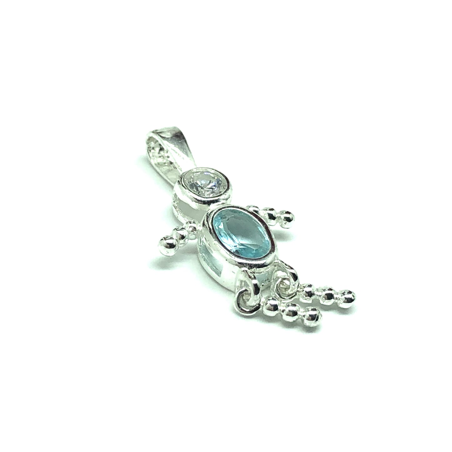 Estate Jewelry - 925 Sterling Silver Blue Cz December Birthstone Boy Girl Pendant